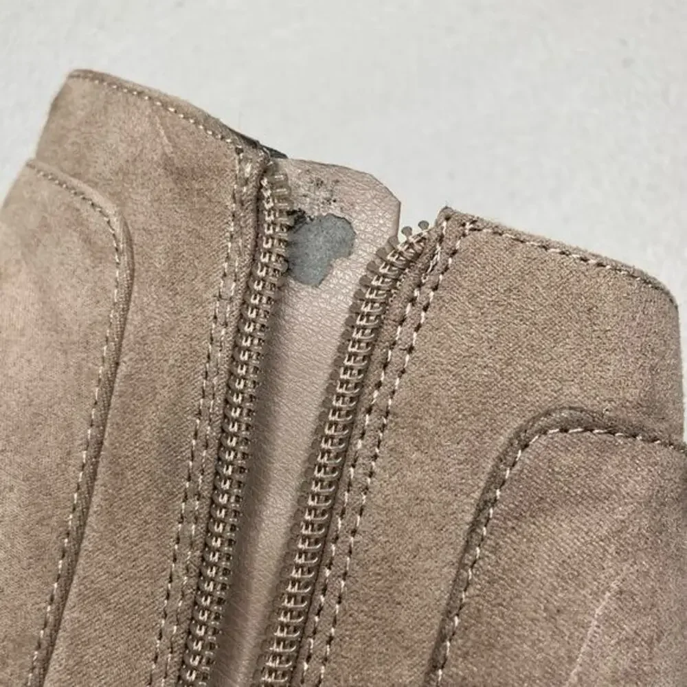 Steve‎ Madden Wedge Ankle Booties Suede Round Toe Side Zip Tan Size 7 Country